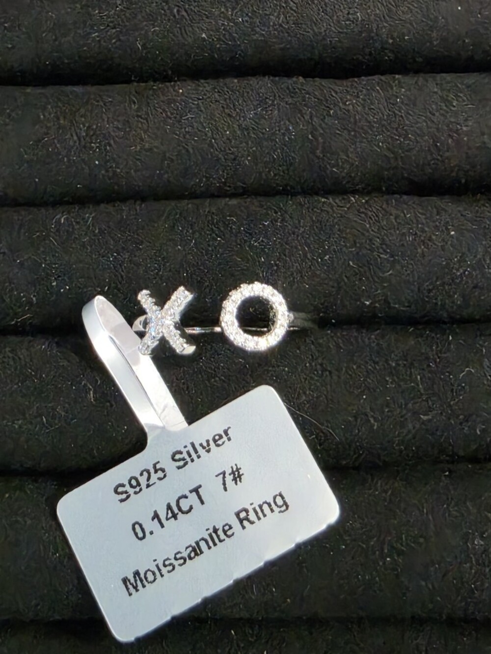 925 Sterling Silver XO Moissanite Ring - Size 7
